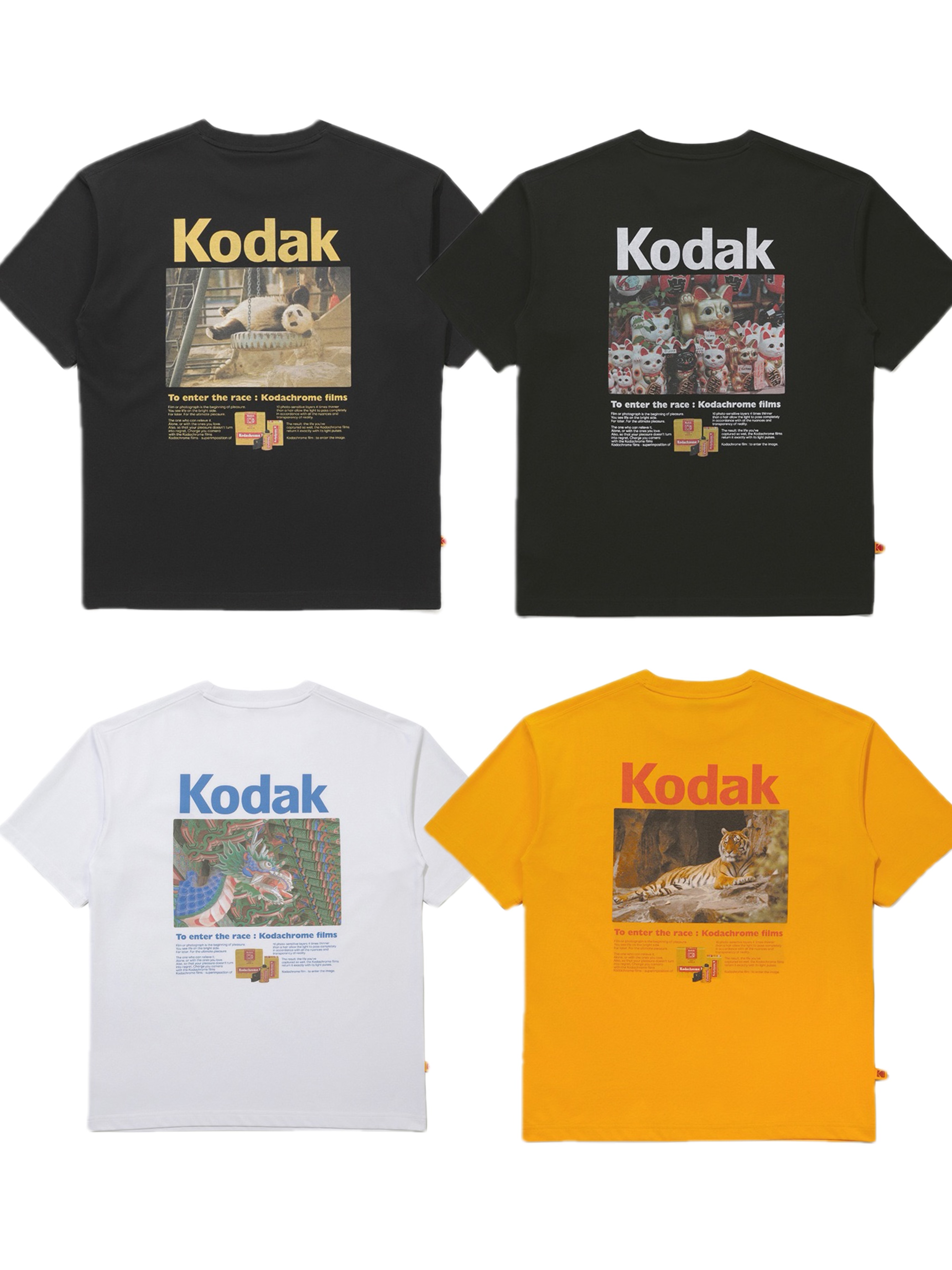 26ss新款动物KODAK纯棉男女短袖T恤美式潮流情侣圆领上衣复古