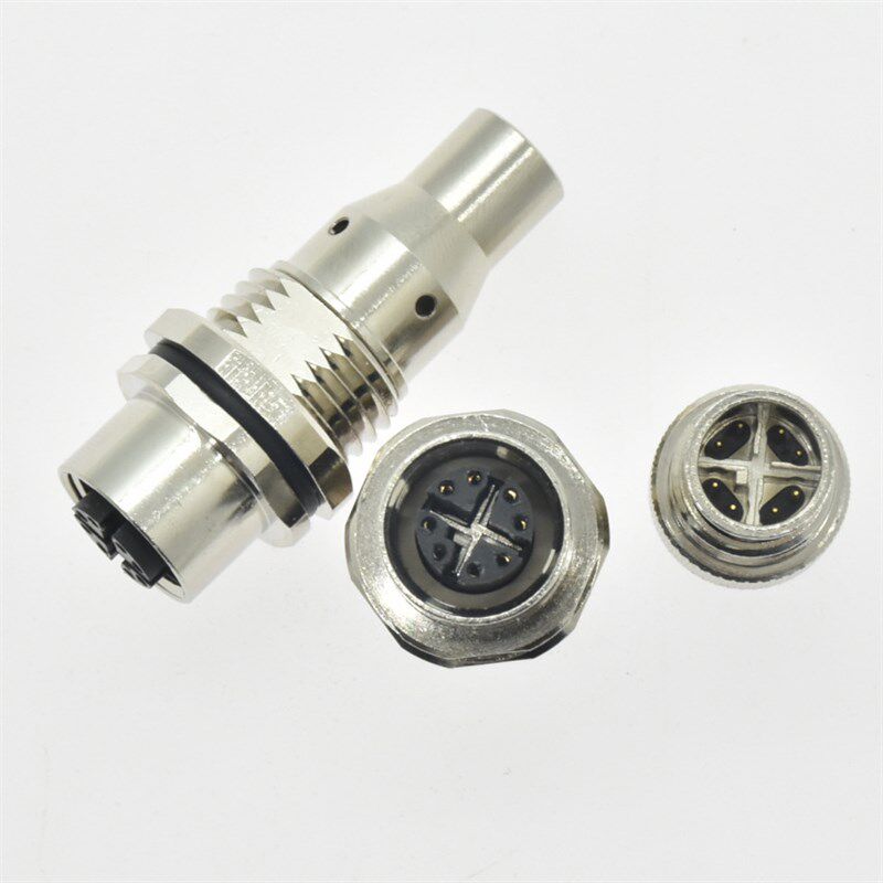 M12防水连接器传感器8PIN X-code前锁PG9 母座以太网监控信号传输