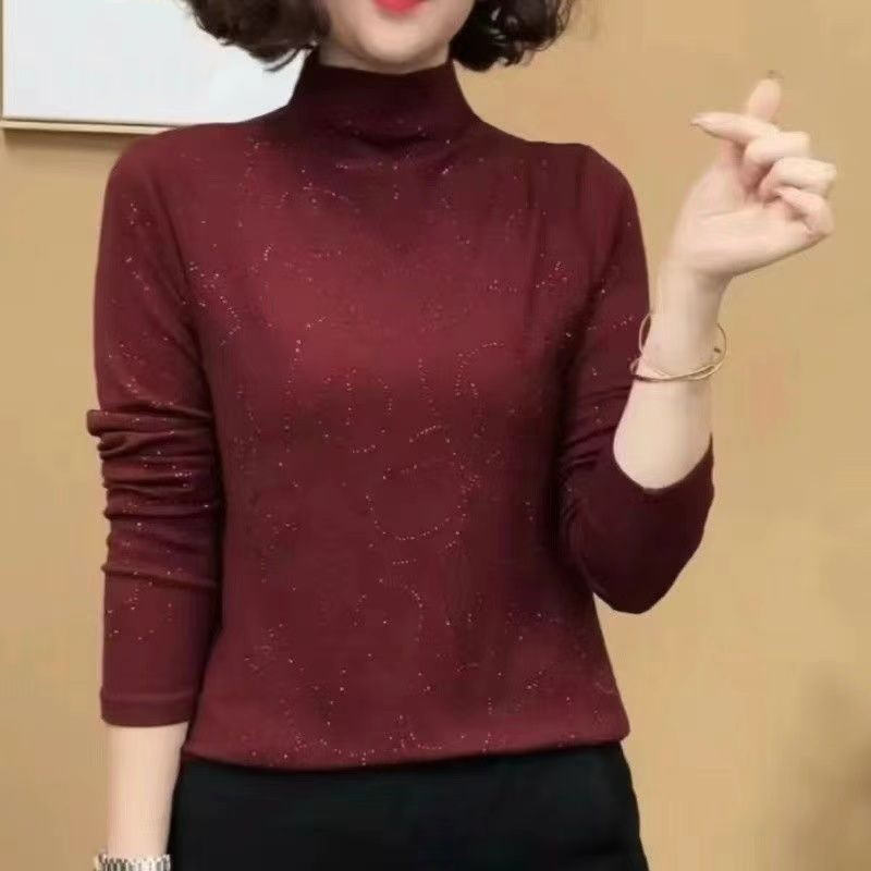 雪弗娇德绒中年妈妈半高领打底衫