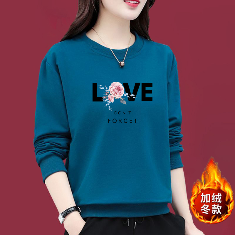 长袖休闲加厚加绒印花大码