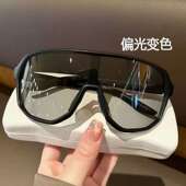 登山防风护目镜偏光变色墨镜女防紫外线男士 大脸户外骑行眼镜加宽