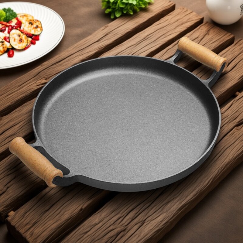 铸铁烙饼锅煎饼锅家用无涂层不粘锅煎水煎包锅手抓饼煎饼果子工具