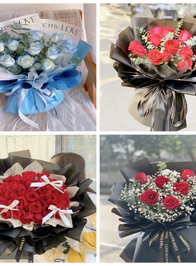 上海市青浦区重固镇白鹤镇圣诞节碎冰蓝红玫瑰花束同城鲜花店表白