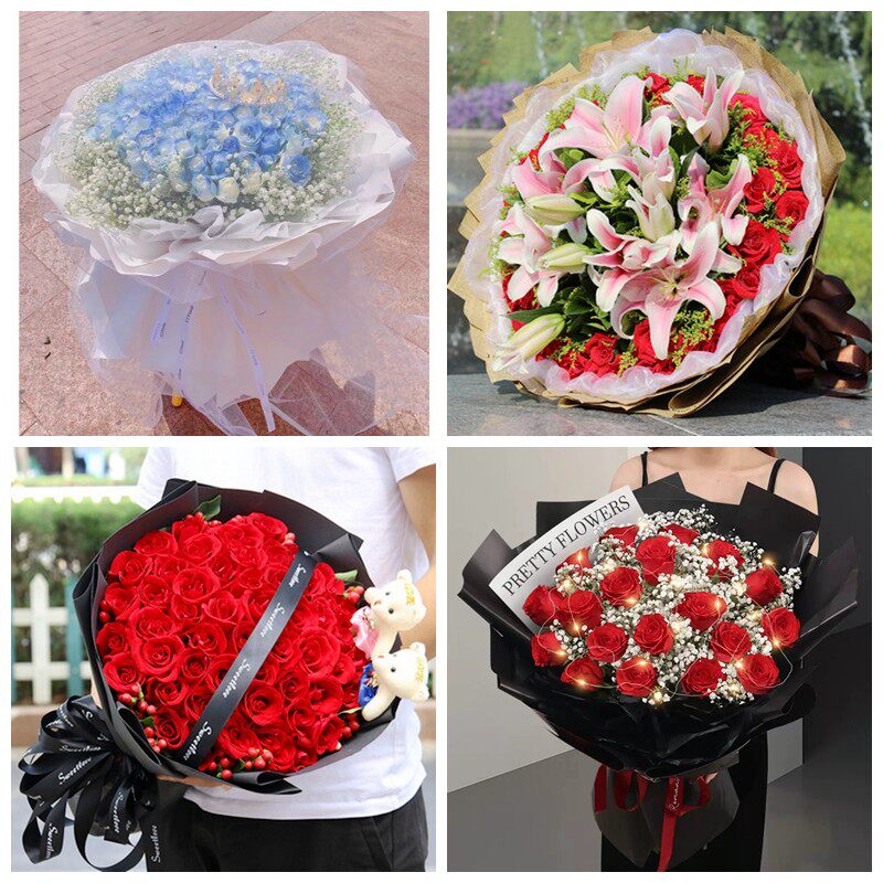 雅安市雨城区名山区芦山县生日碎冰蓝红玫瑰花束同城鲜花店表白