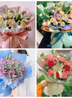 淄博临淄区桓台县高青县沂源县同城鲜花店圣诞节玫瑰百合送朋友长