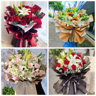 深圳福田区沙头香蜜湖梅林同城鲜花店圣诞节玫瑰百合送朋友长辈老