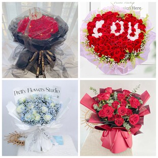 河池市南丹县天峨县凤山县情人节碎冰蓝红玫瑰花束同城鲜花店表白