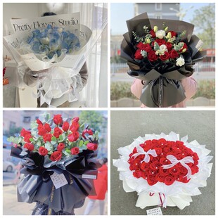 凉山州雷波县美姑县越西县情人节碎冰蓝红玫瑰花束同城鲜花店表白