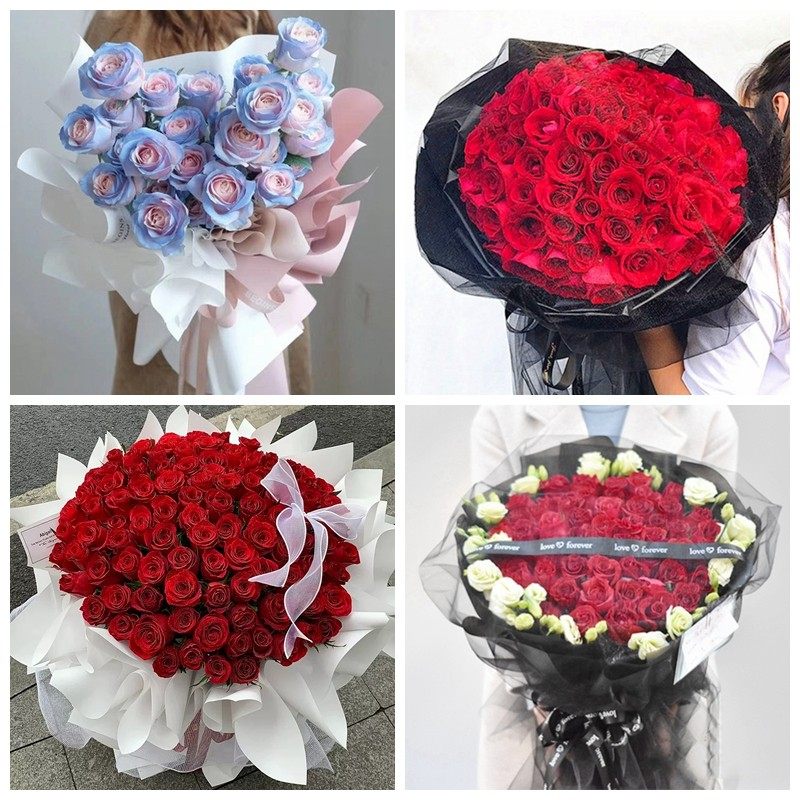 郑州市邙山区金水区二七区女神节碎冰蓝红玫瑰花束同城鲜花店表白