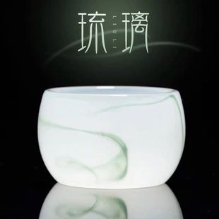 琉璃玉瓷茶杯大号品茗杯耐热加厚玻璃主人杯单杯白玉盏功夫茶具