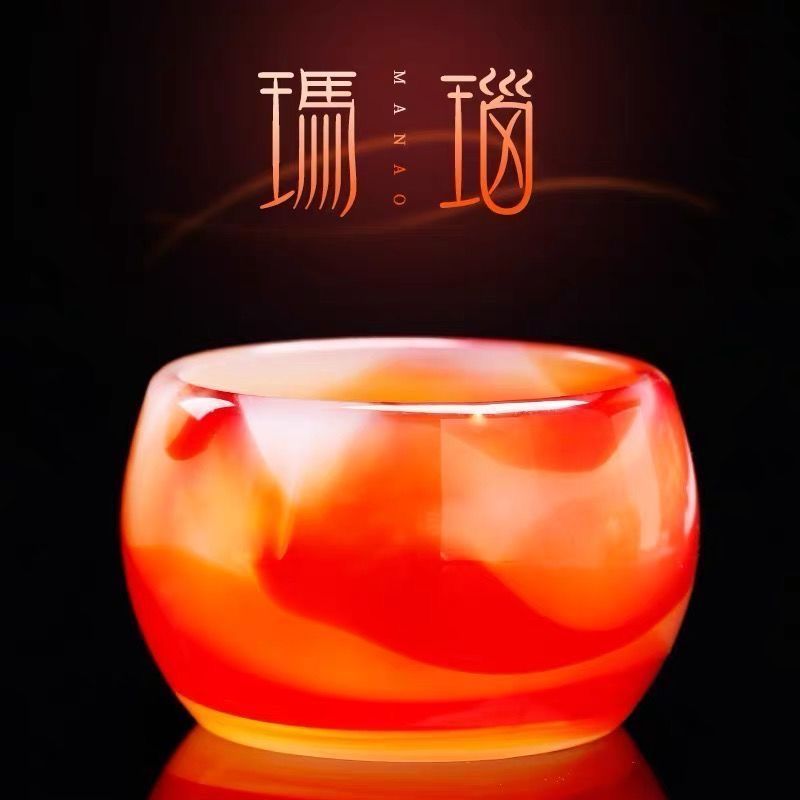 天然阿富汗玉石茶杯酒杯功夫茶具养生高端玉石单个主人杯套装玉器