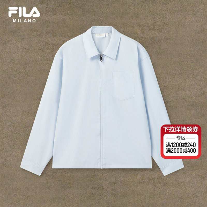 FILA 斐乐官方男士梭织长袖外套2026夏新款休闲宽松纯棉翻领夹克