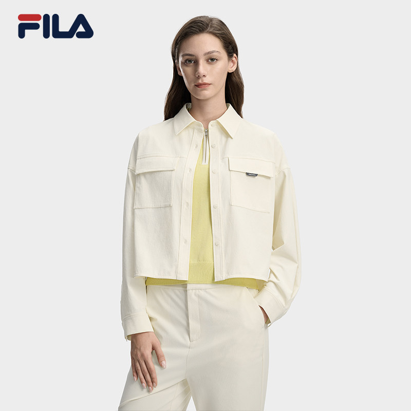 FILA 斐乐官方女士梭织长袖衫2026春季新款时尚百搭通勤宽松衬衫