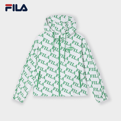 【杨幂同款】FILA斐乐官方女士外套2024春季休闲宽松老花连帽上衣