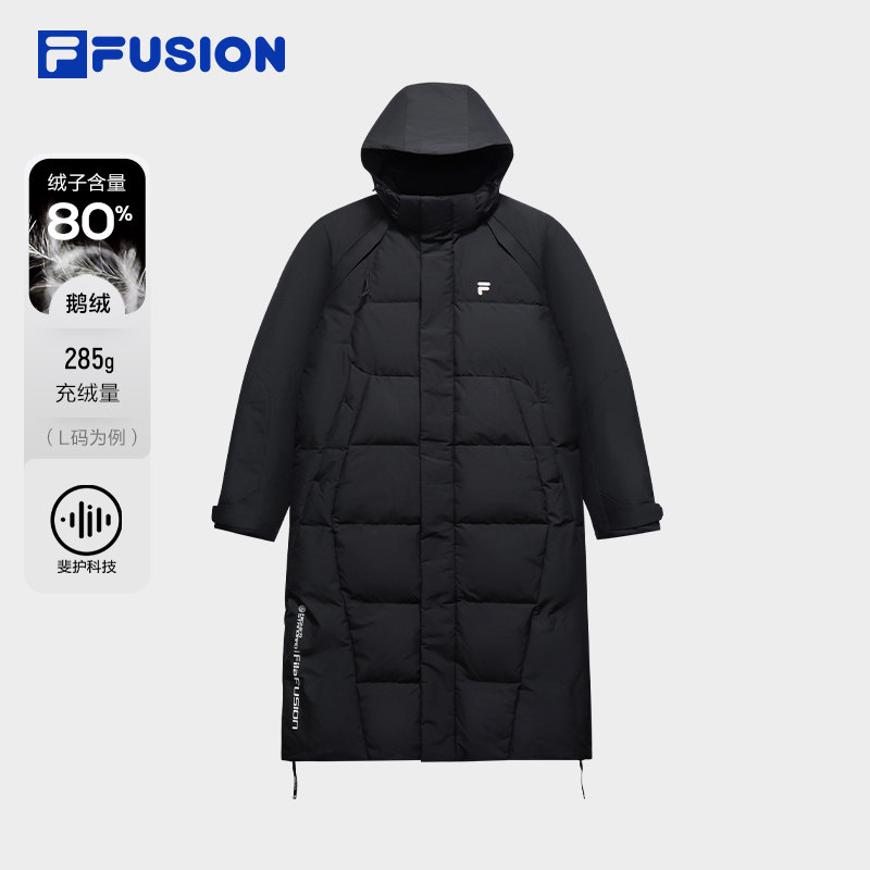 FILA FUSION斐乐潮牌长款羽绒服男2025冬季新款宽松保暖连帽外套,运动服/休闲服装,运动羽绒服,淘宝优惠券,粉丝福利购,淘宝优惠卷