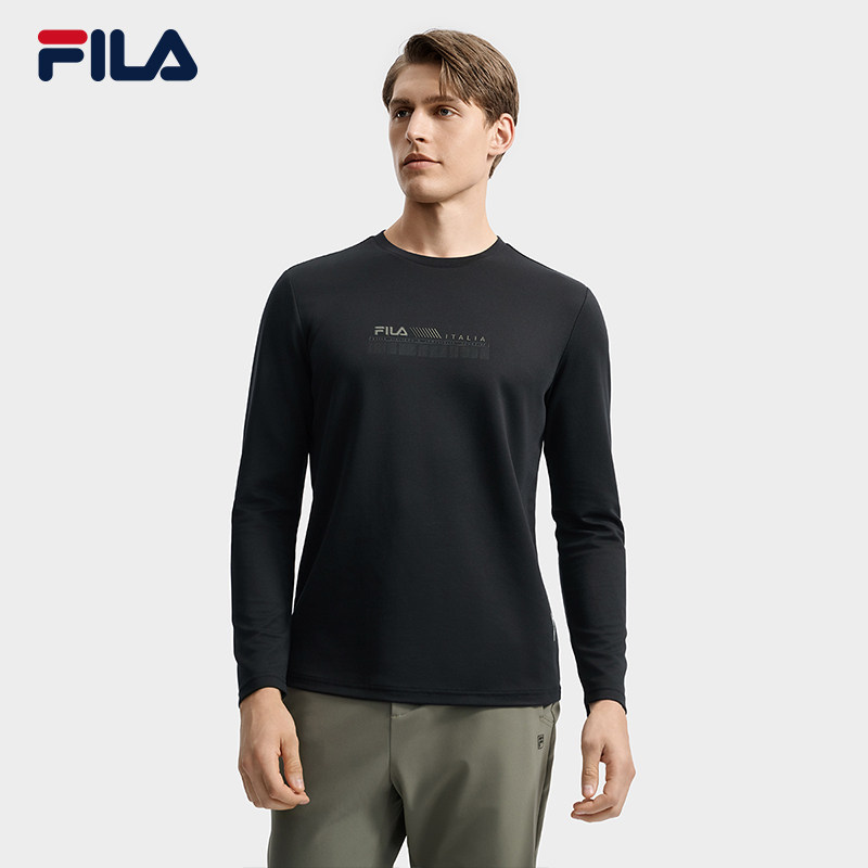 FILA 斐乐官方男子针织长袖衫2025秋新款时尚休闲简约基础圆领长T,运动服/休闲服装,运动T恤,淘宝优惠券,粉丝福利购,淘宝优惠卷