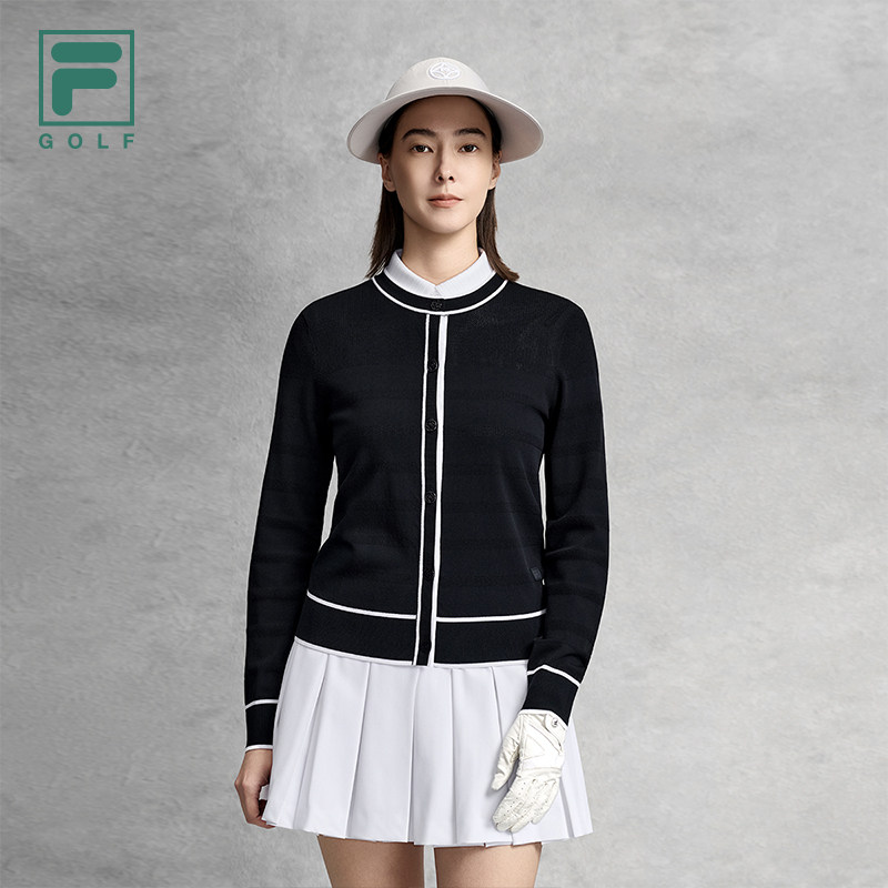 FILA 斐乐官方女士编织外套2026夏季新款高尔夫运动基础开衫毛衣