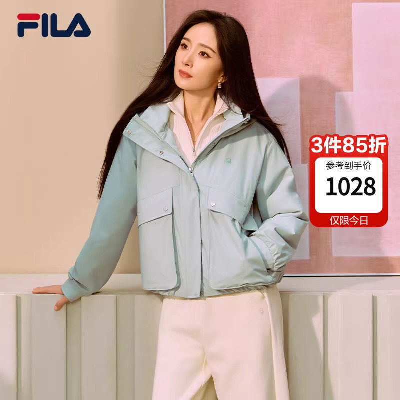 FILA 斐乐官方女士棉服2026春新款时尚休闲宽松保暖花苞连帽外套