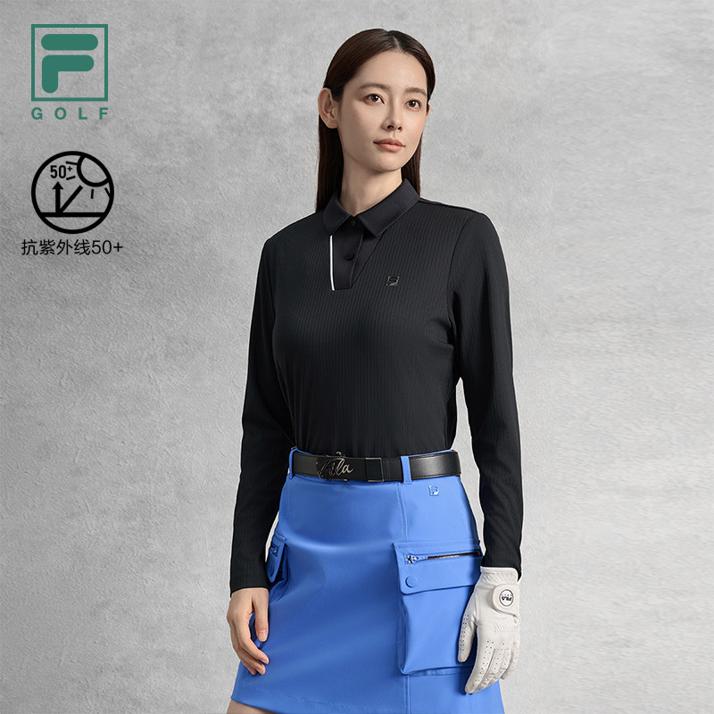 FILA 斐乐官方女子针织长袖POLO衫2025秋新款高尔夫运动防晒上衣,运动服/休闲服装,运动POLO衫,淘宝优惠券,粉丝福利购,淘宝优惠卷