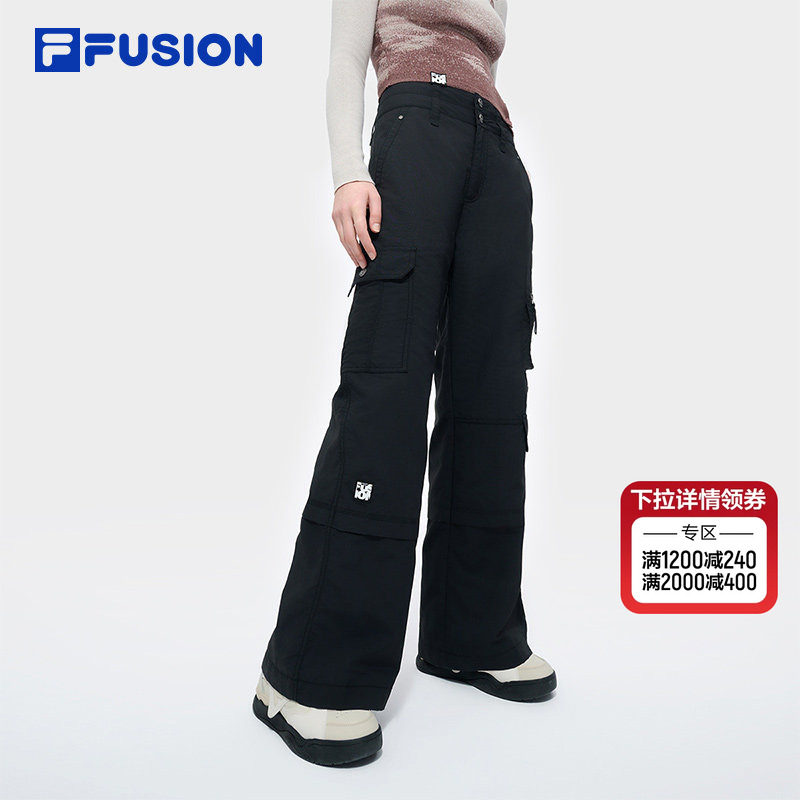 FILA FUSION斐乐潮牌梭织长裤女2025春季新款时尚休闲宽松工装裤