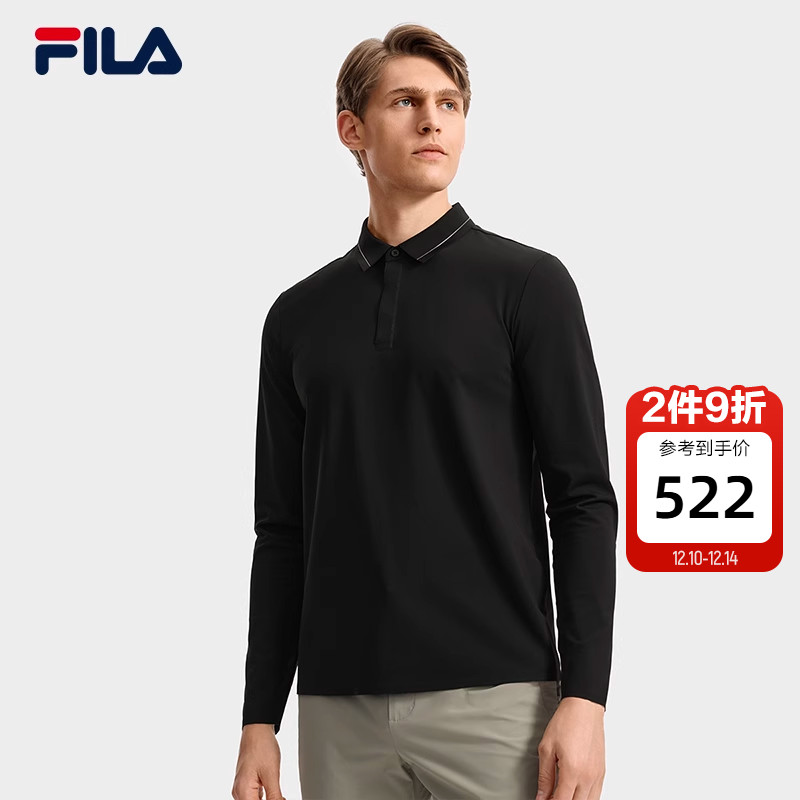 FILA 斐乐官方男子针织长袖POLO衫2025秋季新款休闲商务通勤上衣