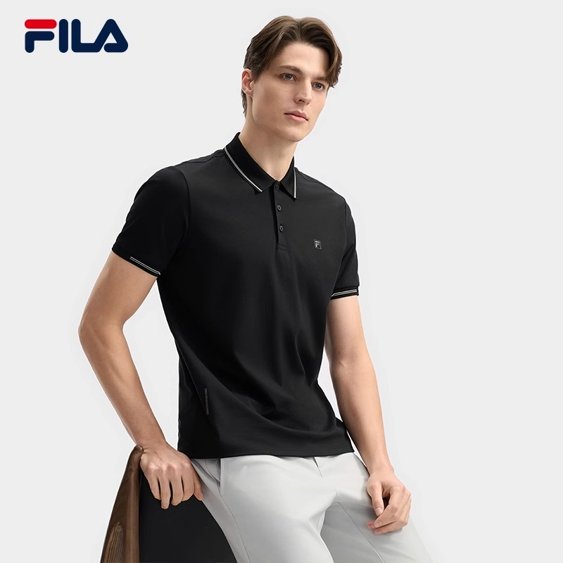 FILA 斐乐官方男子领航短袖POLO衫2025夏季新款商务休闲凉感上衣