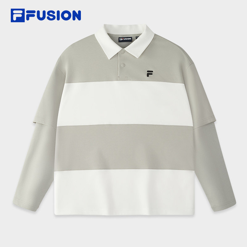 章昊同款FILA FUSION斐乐潮牌情侣长袖POLO2025夏新款假两件上衣,运动服/休闲服装,运动POLO衫,淘宝优惠券,粉丝福利购,淘宝优惠卷