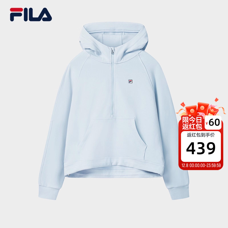 FILA 斐乐官方女子连帽卫衣2025冬新款时尚休闲舒适针织长袖上衣