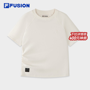 FUSION斐乐潮牌女子针织短袖 简约修身 衫 新款 白色T恤 2026春季 FILA