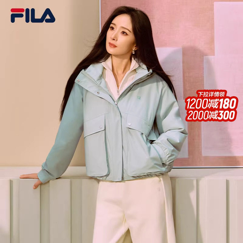 FILA 斐乐官方女士棉服2026春新款时尚休闲宽松保暖花苞连帽外套