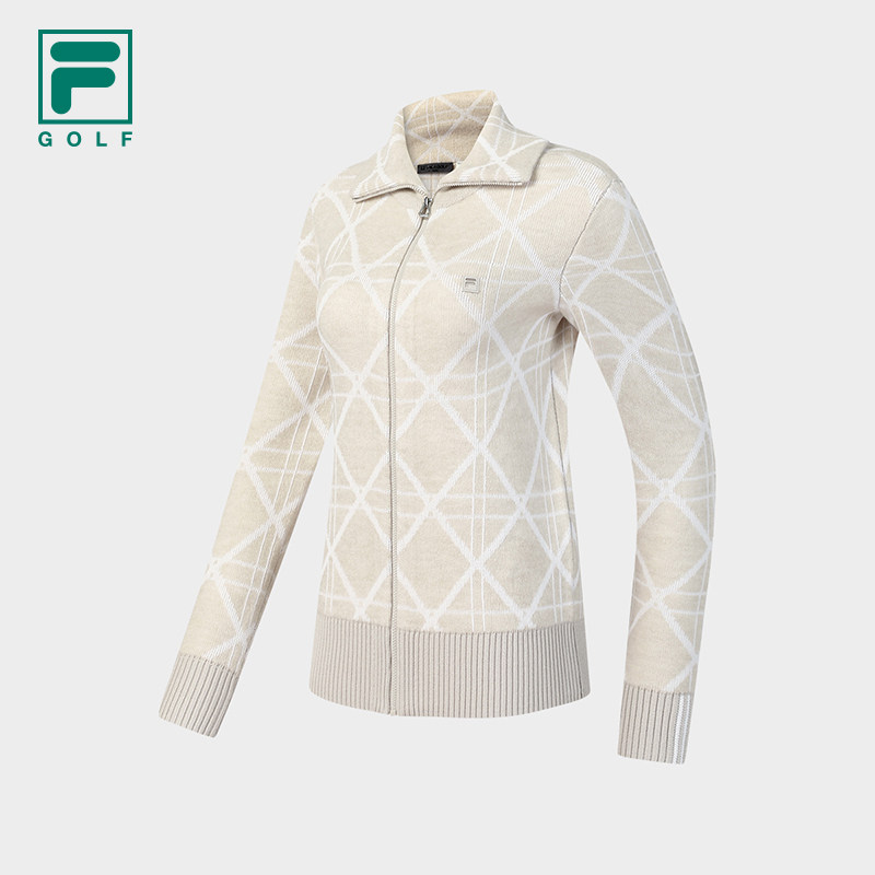 FILA 斐乐官方女士编织外套2026春季新款高尔夫运动基础毛衣开衫