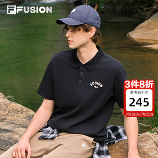 2025夏新款 FILA POLO衫 FUSION斐乐潮牌男士 翻领宽松T恤 针织短袖