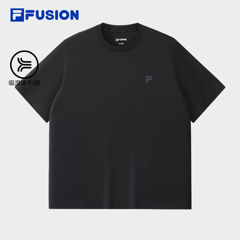 FILA FUSION斐乐潮牌男子针织短袖衫2025秋季新款时尚休闲干爽T恤