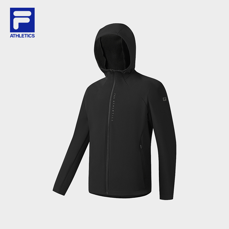 FILA 斐乐官方男士梭织外套2025冬新款健身运动基础加绒连帽上衣