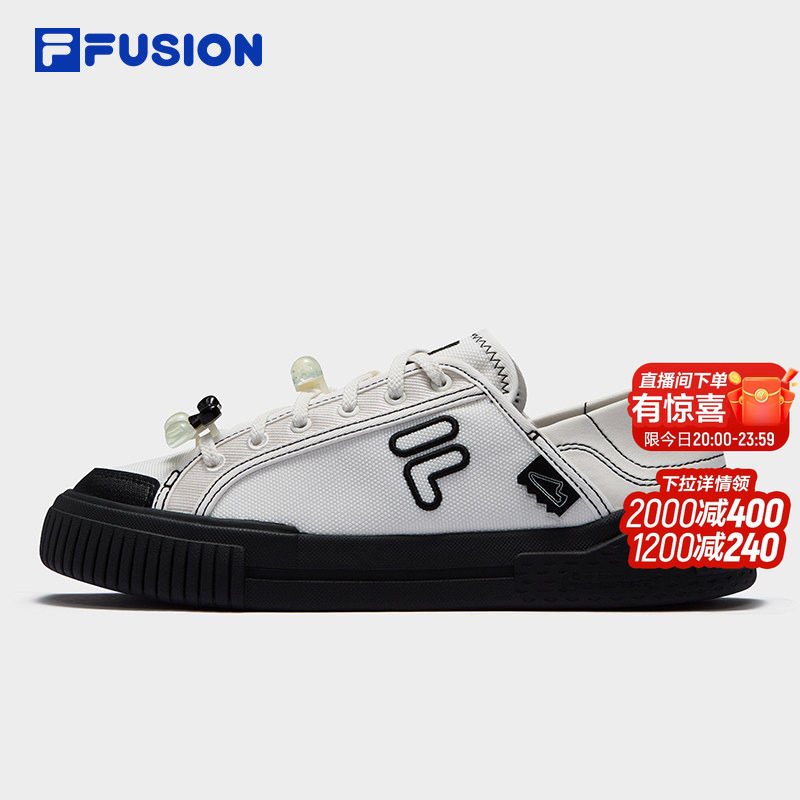FILA FUSION斐乐潮牌女鞋一脚蹬半拖帆布鞋夏季板鞋穆勒鞋