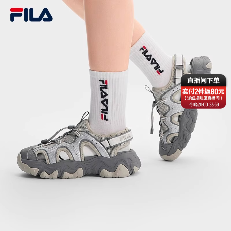 FILA斐乐官方猫爪凉鞋女鞋2025夏季新款沙滩鞋凉拖透气玛丽珍鞋子
