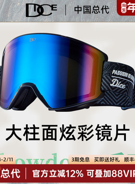 日本DICE超强防雾滑雪镜高清广角视野柱面单板雪镜护目镜SD0202