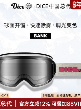 日本进口DICE滑雪镜球面开窗超高清调光变色2倍防雾26新款BK03566