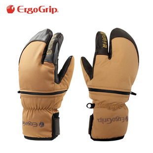 日本进口松冈龙虾滑雪手套真皮加厚吸湿防水单双板三指手套23新款