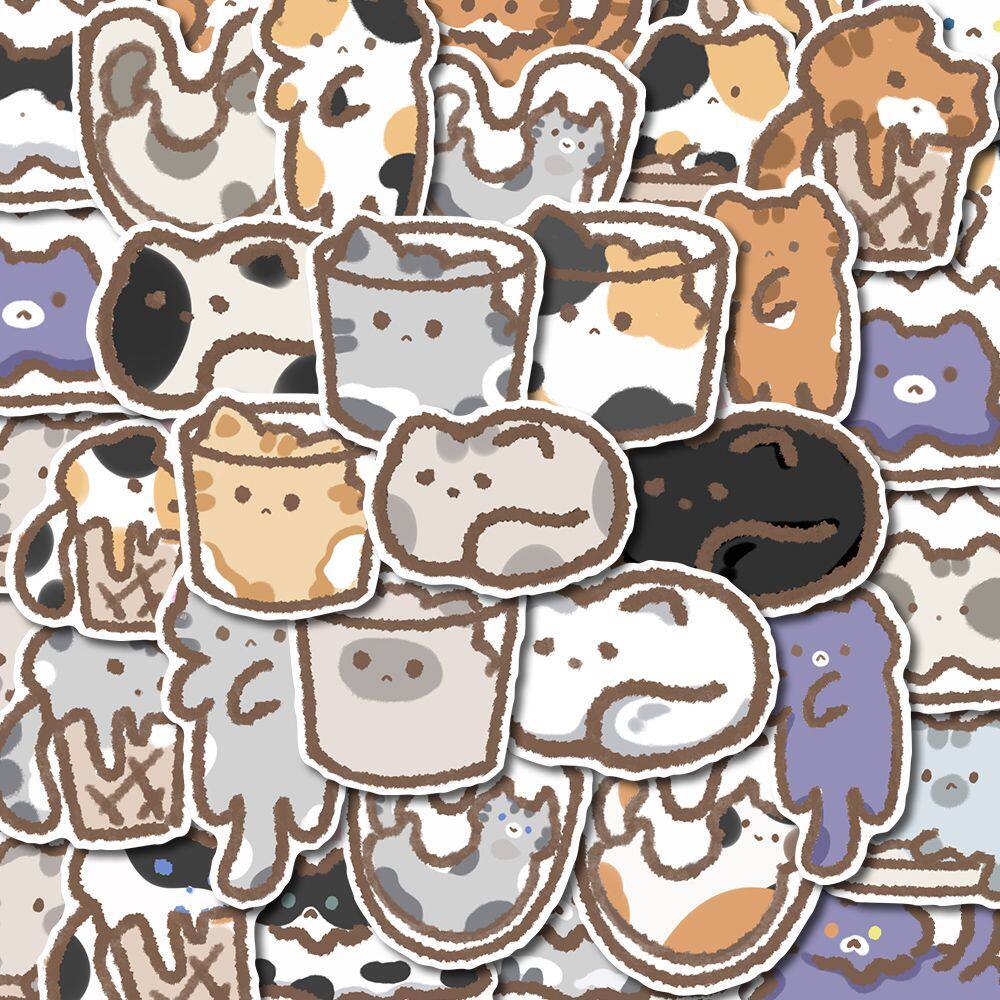 96张原创液体猫猫贴纸ins高颜值爆款可爱猫咪萌宠手账diy贴画
