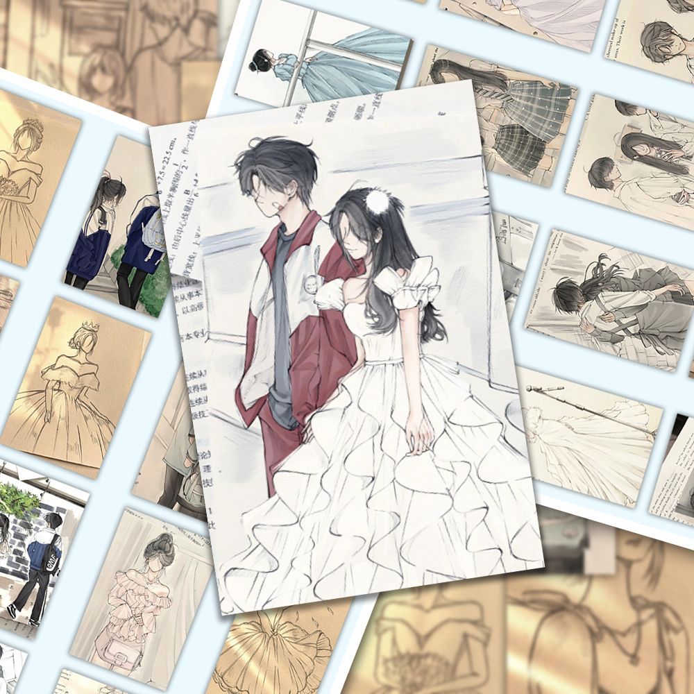96张青春校园氛围感绘画贴纸ins风爆款创意个性手机壳笔记本防水