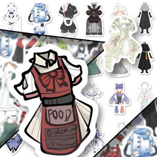 160张oc兔服贴纸二次元服装设计可爱爆款绘画参考diy贴画装饰素材
