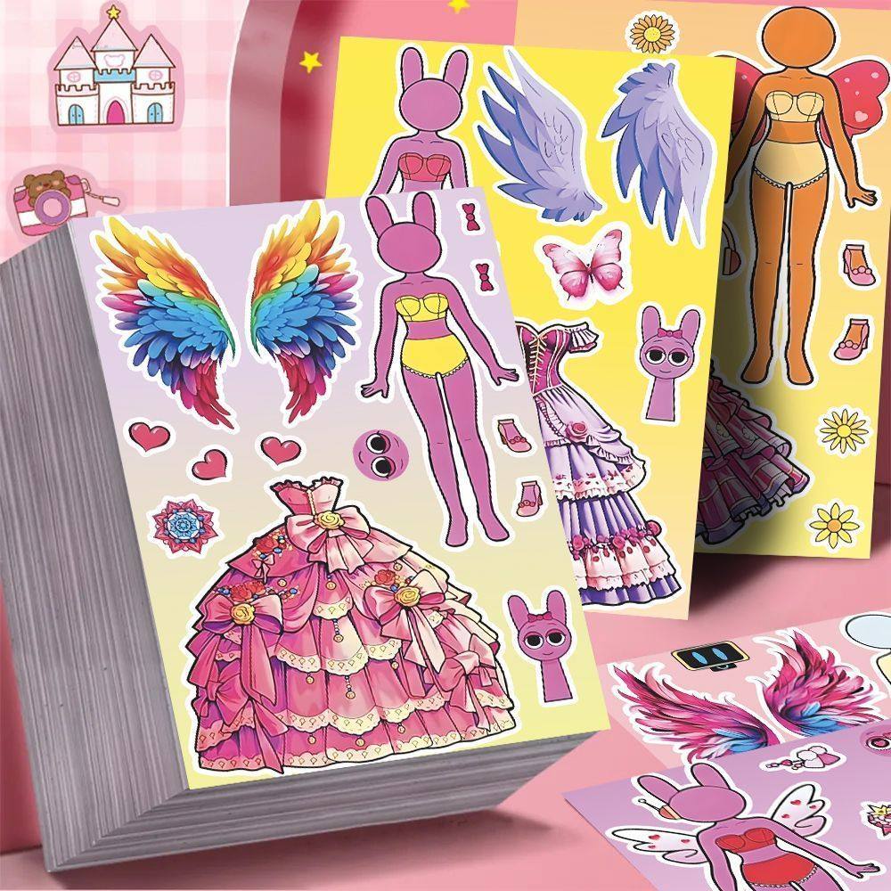 超大张】节奏盒子精美公主裙换装贴纸儿童益智趣味手工diy贴画