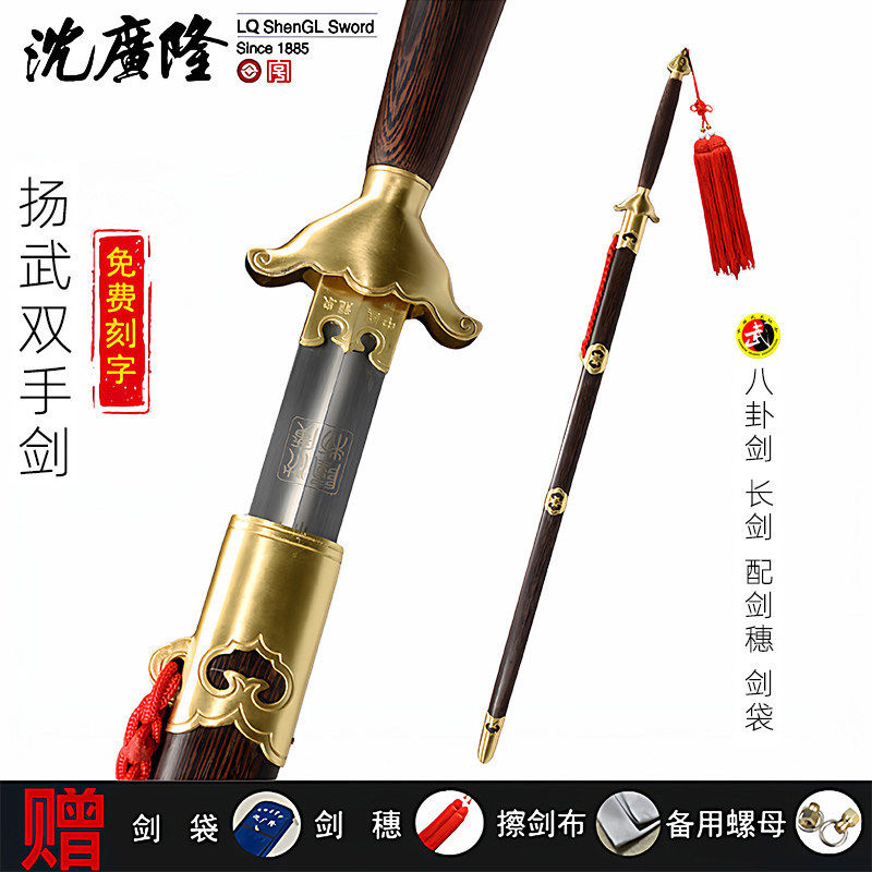 沈广隆扬武双手剑螳螂剑武当八卦剑螳螂达摩剑太极龙泉宝剑未开刃