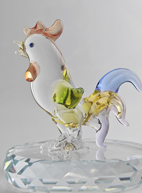 琉璃小鸡生肖摆件生日礼物创意汽车饰品水晶玻璃定制十二生肖属相