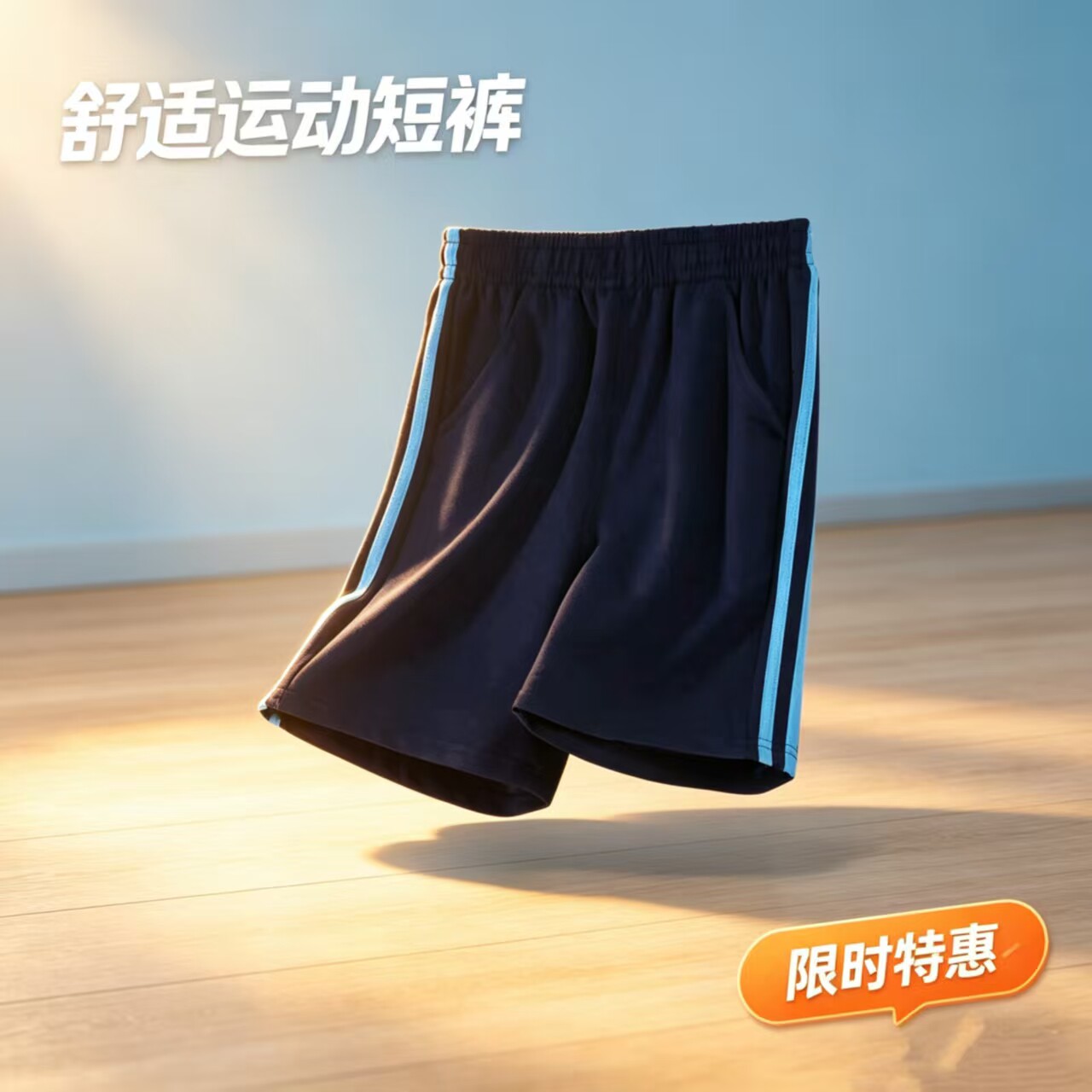 夏季藏蓝二杠条儿童校服短裤