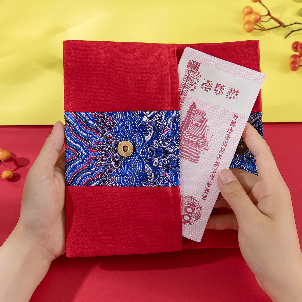 中式新年万元结婚大红包袋个性创意布艺拼色绸缎婚礼利是封改口费