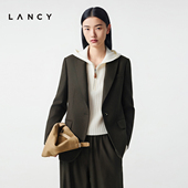 羊毛 LANCY 朗姿2025冬新款 简约通勤戗驳领西装 外套女职业西服