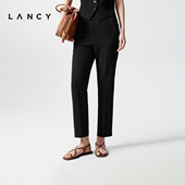 LANCY 裤 朗姿2025秋新款 女气质职业显瘦小脚裤 通勤黑色三醋酸西装