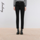女气质百搭显瘦小脚裤 LANCY 黑色牛仔裤 通勤修身 朗姿2024年冬新款